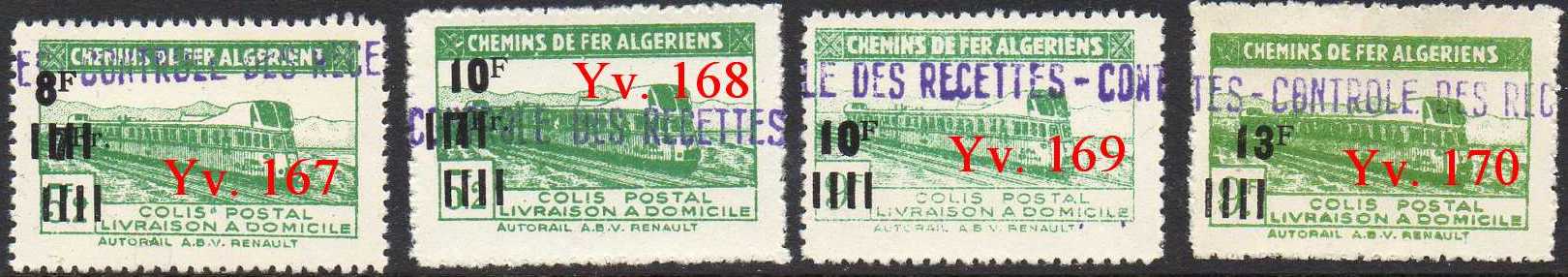 timbres-poste Algerie CP Colis Postal Algeria Railway Parcel Stamps